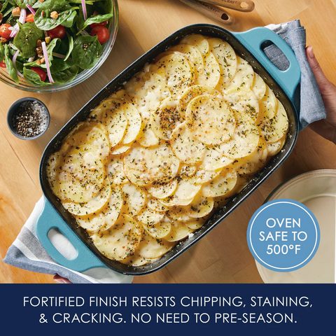 9-Inch x 13-Inch NITRO Cast Iron Roasting Pan Agave Blue