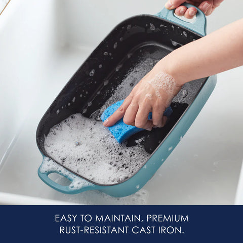 9-Inch x 13-Inch NITRO Cast Iron Roasting Pan Agave Blue