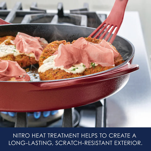 14-Inch NITRO Cast Iron Skillet Red