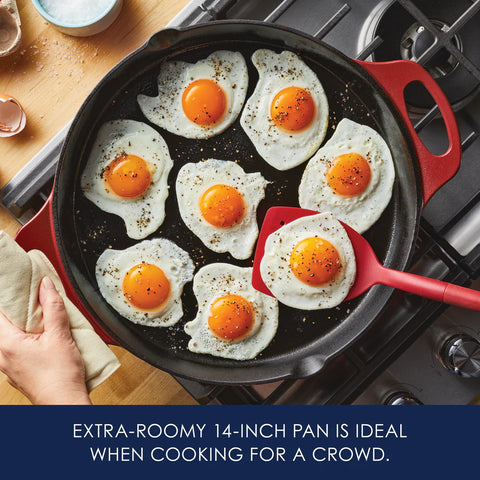 14-Inch NITRO Cast Iron Skillet Red