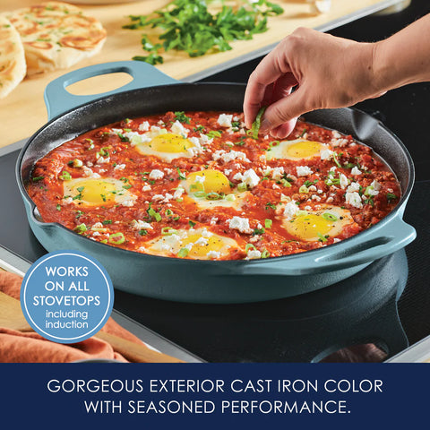 14-Inch NITRO Cast Iron Skillet Agave Blue