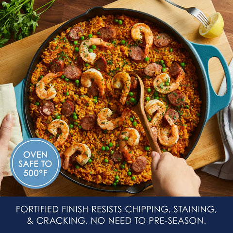 14-Inch NITRO Cast Iron Skillet Agave Blue