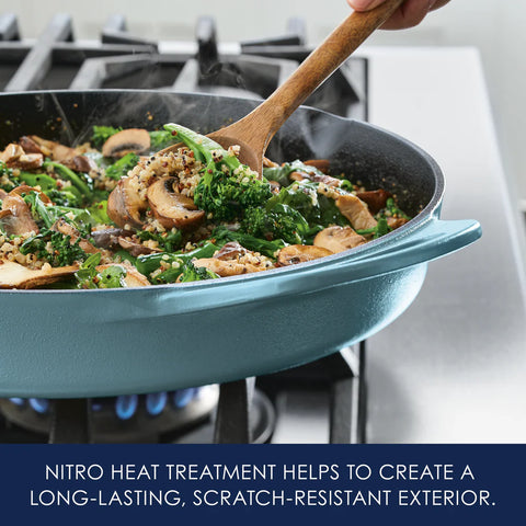 14-Inch NITRO Cast Iron Skillet Agave Blue