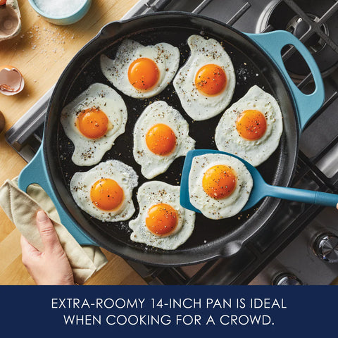 14-Inch NITRO Cast Iron Skillet Agave Blue