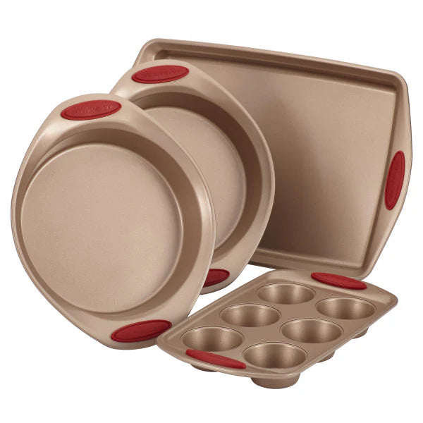 4-Piece Nonstick Bakeware Set Cranberry Red