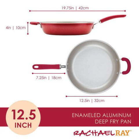 Create Delicious Nonstick Induction Deep Frying Pans Red Shimmer 12.5-Inch