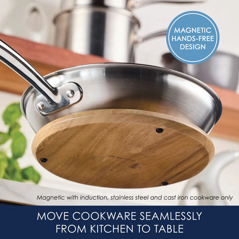 9-Inch Acacia Wood Magnetic Trivet Wood