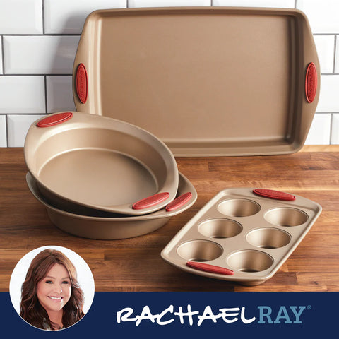 4-Piece Nonstick Bakeware Set Cranberry Red