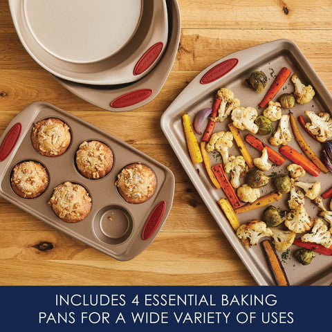 4-Piece Nonstick Bakeware Set Cranberry Red