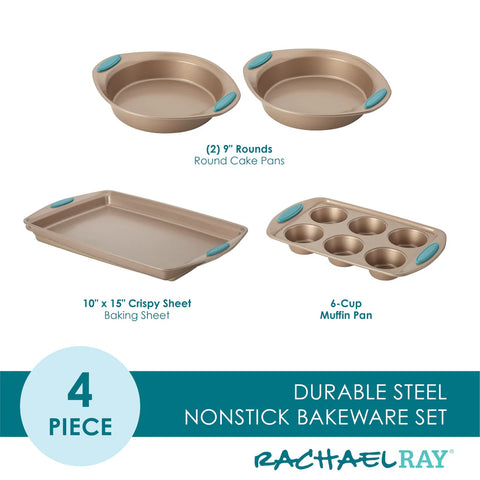 4-Piece Nonstick Bakeware Set Agave Blue
