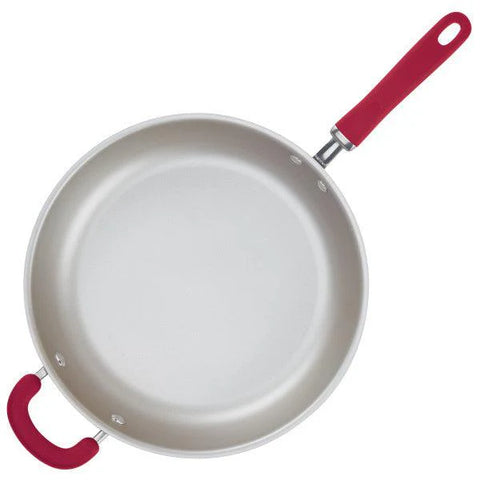 Create Delicious Nonstick Induction Deep Frying Pans Red Shimmer 12.5-Inch