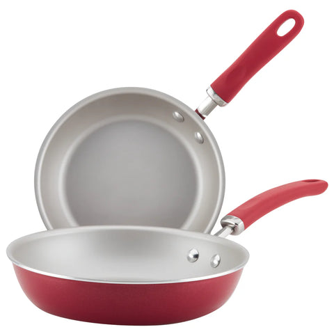 2-Piece Create Delicious Nonstick Induction Frying Pan Set Red