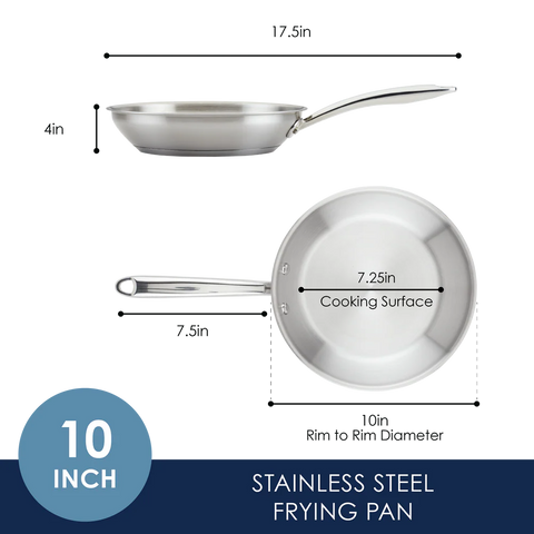 10-Inch Professional Stainless Steel Induction Frying Pan Stainless Steel