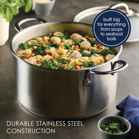 6-Quart Stainless Steel Induction Stockpot with Lid Stainless Steel