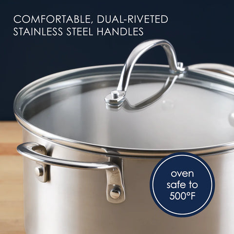 6-Quart Stainless Steel Induction Stockpot with Lid Stainless Steel