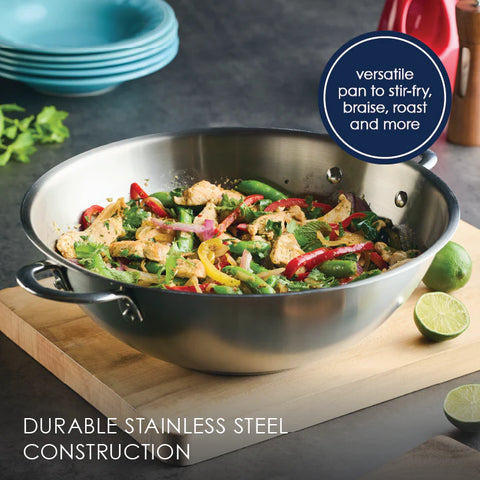 14-Inch Stainless Steel Induction Wok Stainless Steel