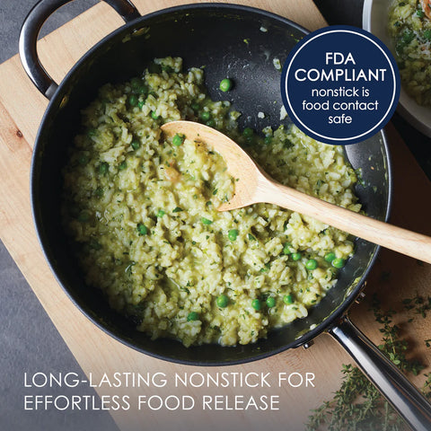 4-Quart Professional Hard Anodized Nonstick Saucier with Lid Gray