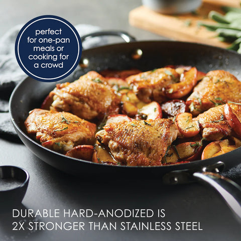 14-Inch Professional Hard Anodized Nonstick Frying Pan Gray