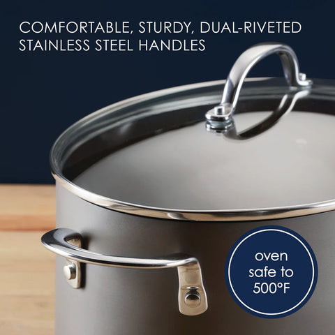 8-Quart Professional Nonstick Oval Hard Anodized Stockpot Gray