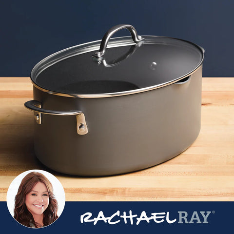 8-Quart Professional Nonstick Oval Hard Anodized Stockpot Gray