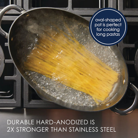 8-Quart Professional Nonstick Oval Hard Anodized Stockpot Gray