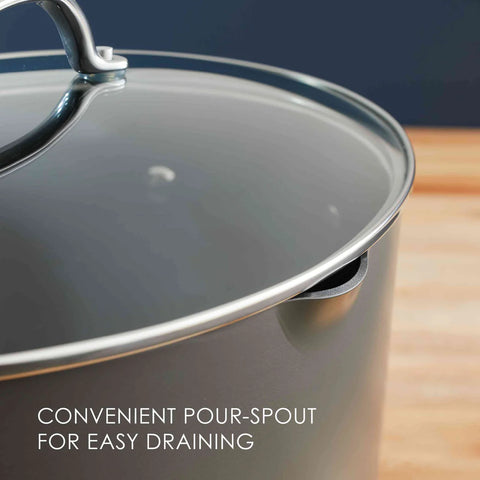 8-Quart Professional Nonstick Oval Hard Anodized Stockpot Gray