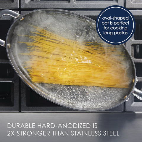 5-Quart Professional Hard Anodized Nonstick Oval Sauté Pan with Lid 5 Quart Gray