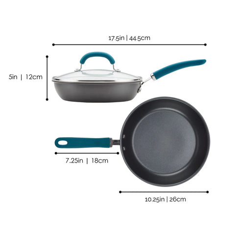 10.25-Inch Create Delicious Hard Anodized Nonstick Induction Covered Deep Frying Pan Teal