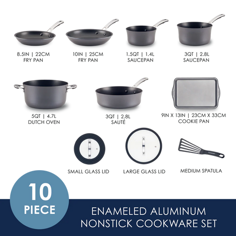 Cook + Create Hard Anodized Nonstick Cookware Sets 10-Piece Black