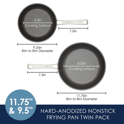 2-Piece Cook + Create Hard Anodized Nonstick Frying Pan Set Gray