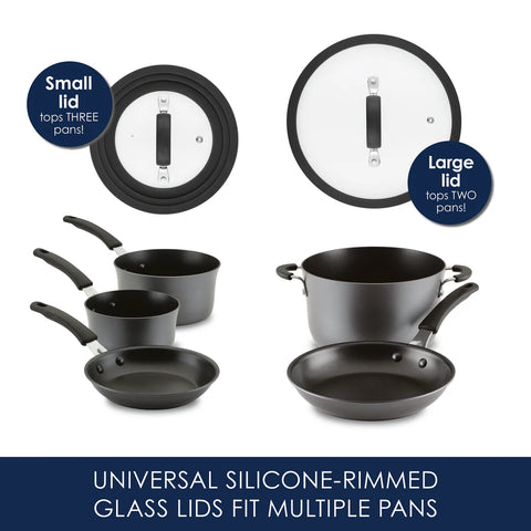 10-Piece Cook + Create Hard Anodized Nonstick Cookware Set Black