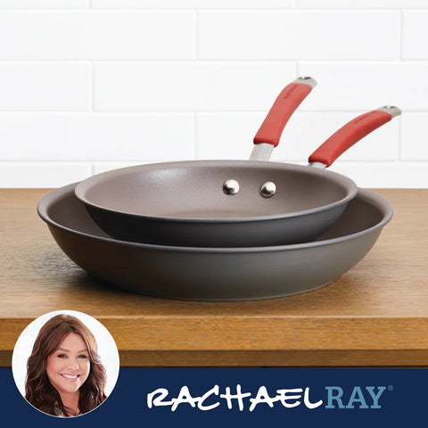 9.25" and 11.5" Cucina Hard Anodized Nonstick Frying Pan Set Cranberry Red