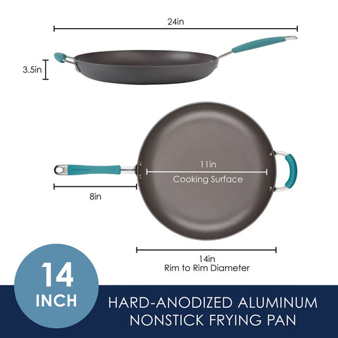 14-Inch Cucina Hard Anodized Nonstick Frying Pan with Helper Handle Agave Blue