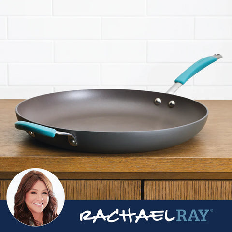 14-Inch Cucina Hard Anodized Nonstick Frying Pan with Helper Handle Agave Blue