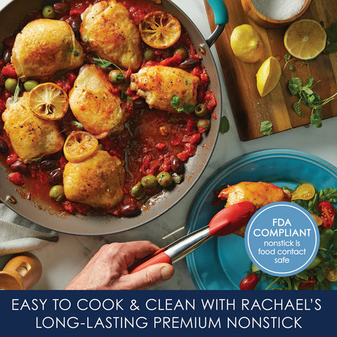 14-Inch Cucina Hard Anodized Nonstick Frying Pan with Helper Handle Agave Blue