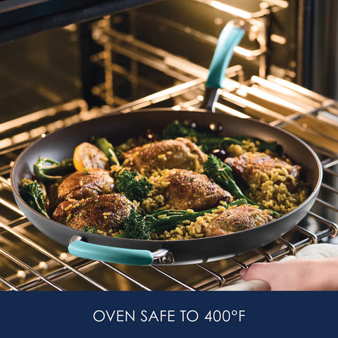 14-Inch Cucina Hard Anodized Nonstick Frying Pan with Helper Handle Agave Blue