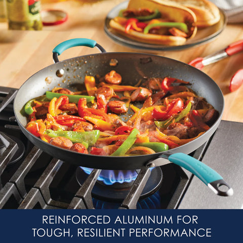 14-Inch Cucina Hard Anodized Nonstick Frying Pan with Helper Handle Agave Blue