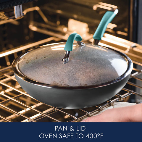 11-Inch Cucina Hard Anodized Nonstick Covered Stir Fry Agave Blue