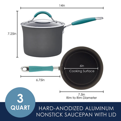 3-Quart Cucina Hard Anodized Nonstick Covered Saucepan