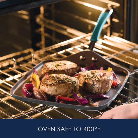 11-Inch Cucina Hard Anodized Nonstick Square Griddle Agave Blue