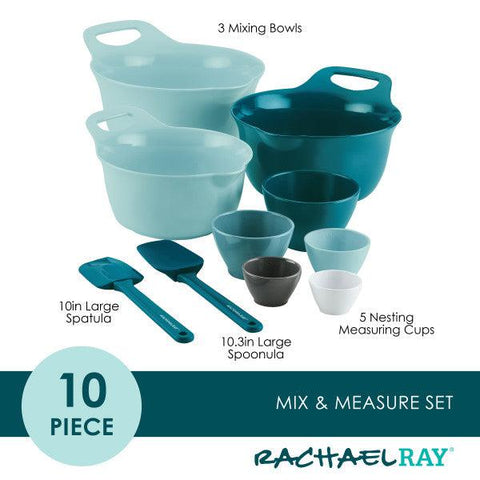 10-Piece Mix, Measure, and Utensil Set Blue Assorted
