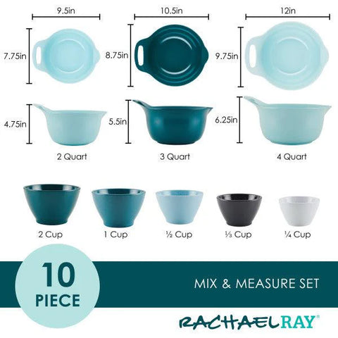 10-Piece Mix, Measure, and Utensil Set Blue Assorted
