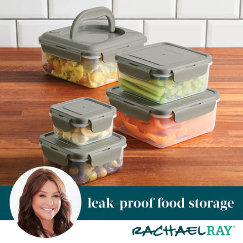 10-Piece Square Nestable Food Storage Containers Gray