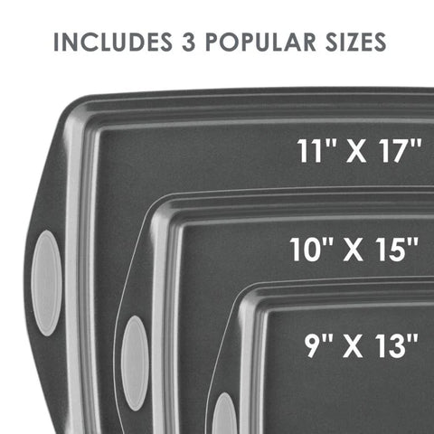 3-Piece Nonstick Sheet Pan Set Gray