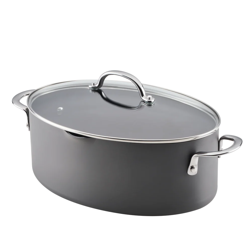 8-Quart Professional Nonstick Oval Hard Anodized Stockpot Gray