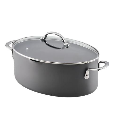 8-Quart Professional Nonstick Oval Hard Anodized Stockpot Gray