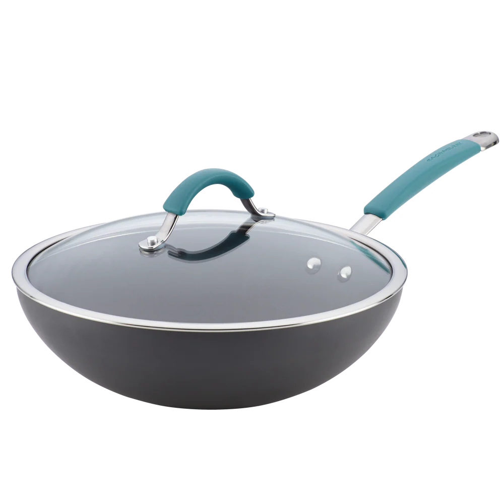 11-Inch Cucina Hard Anodized Nonstick Covered Stir Fry Agave Blue