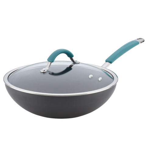11-Inch Cucina Hard Anodized Nonstick Covered Stir Fry Agave Blue