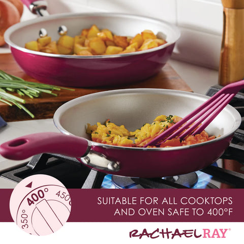 13-Piece Create Delicious Nonstick Induction Cookware Set Burgundy Shimmer