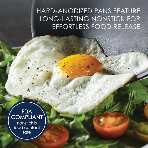 11- Piece Professional Hard-Anodized Nonstick and Induction Stainless Steel Cookware Set Mixed Colors